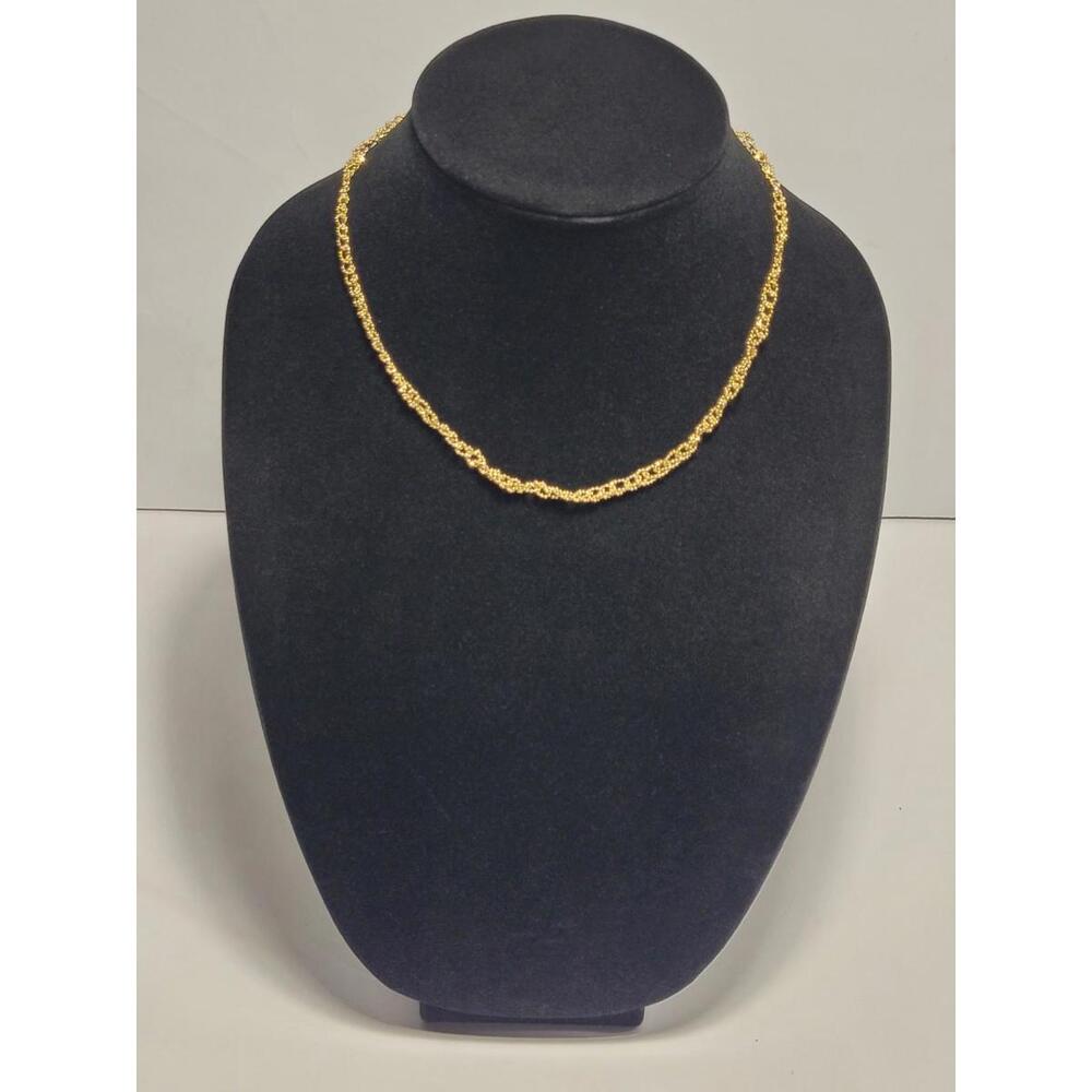 Vintage 24KGB Gold Bonded Beaded Twisted Rope Chain 16" Necklace Fashion Jewelry